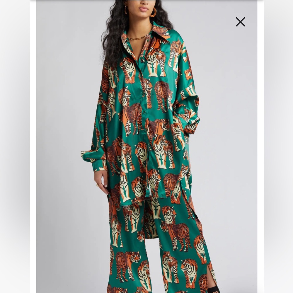 DRESSED IN LALA SATIN TIGER SET NWT XL